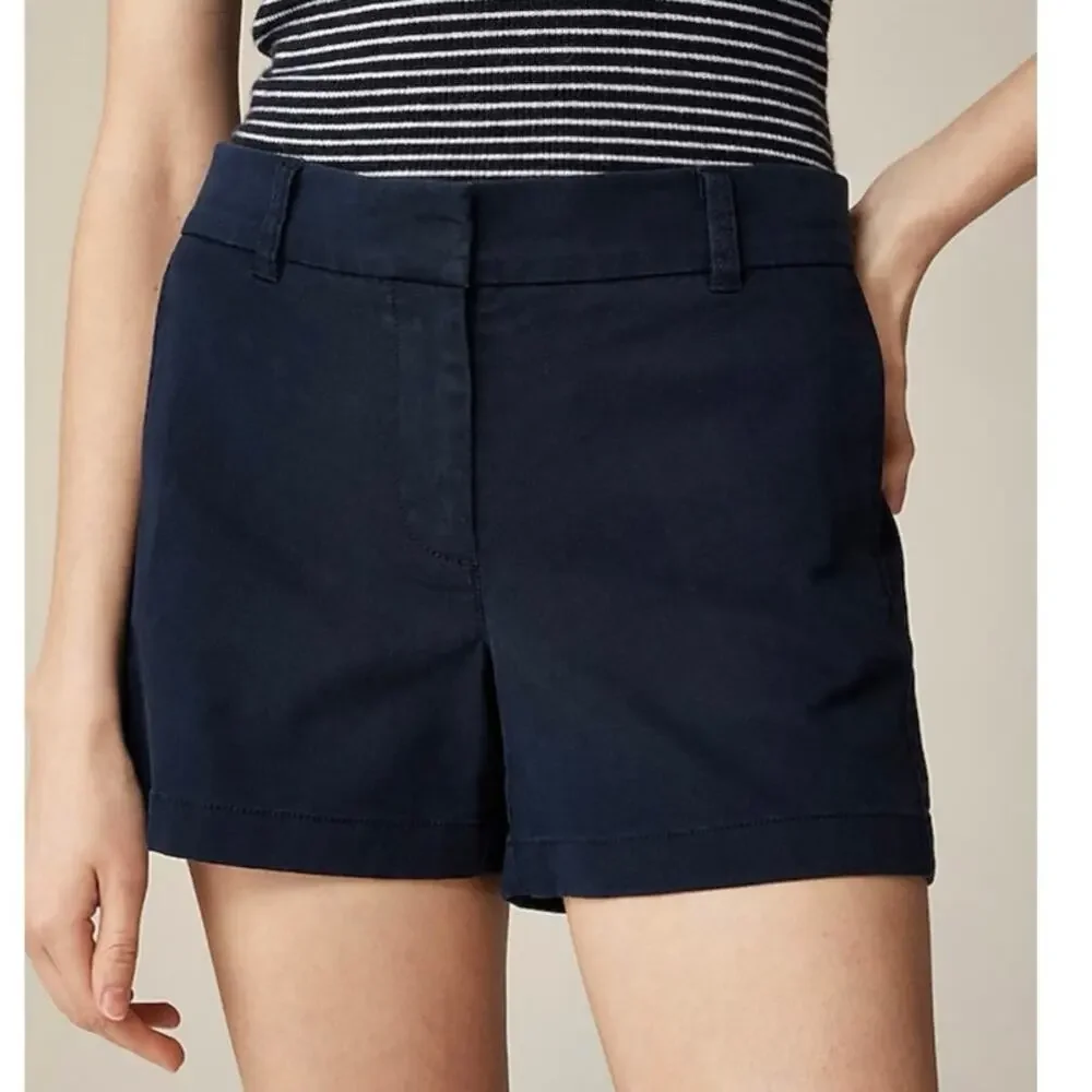 J Crew NWT 4” Stretch Navy Blue Chino Preppy Shorts Size 12